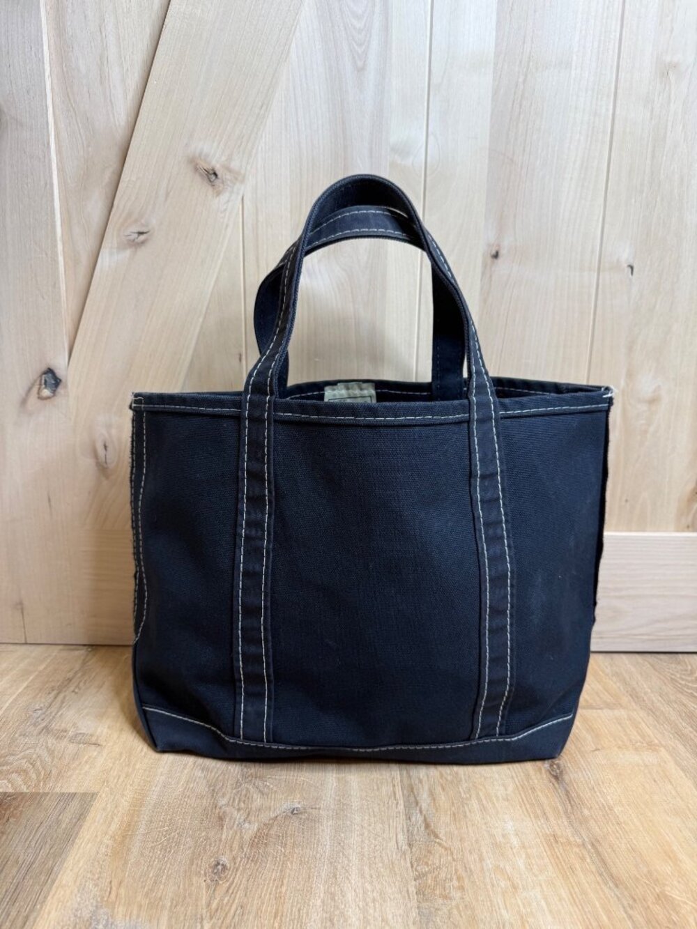 L.L. Bean Boat And Tote Medium Black Canvas Tote Bag Made In USA